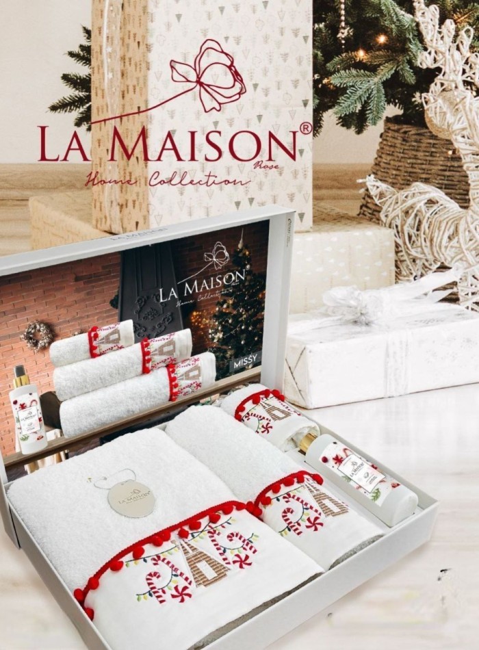 Новогодний набор махровых полотенец La Maison Missy 3шт. + ароматический спрей — изображение 6