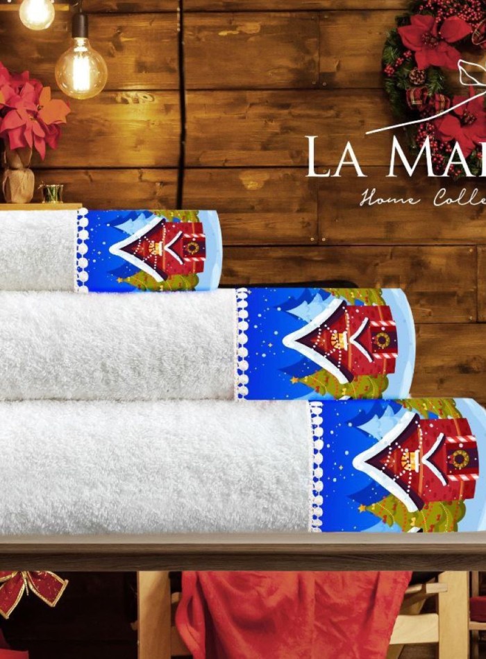 Новогодний набор махровых полотенец La Maison Santa 3шт. + ароматический спрей — изображение 2