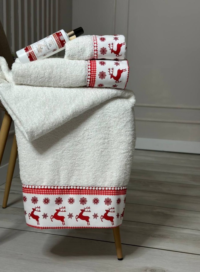 Новогодний набор махровых полотенец La Maison Joy 3шт. + ароматический спрей — изображение 5