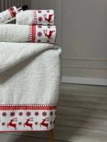 Новогодний набор махровых полотенец La Maison Joy 3шт. + ароматический спрей — изображение 3