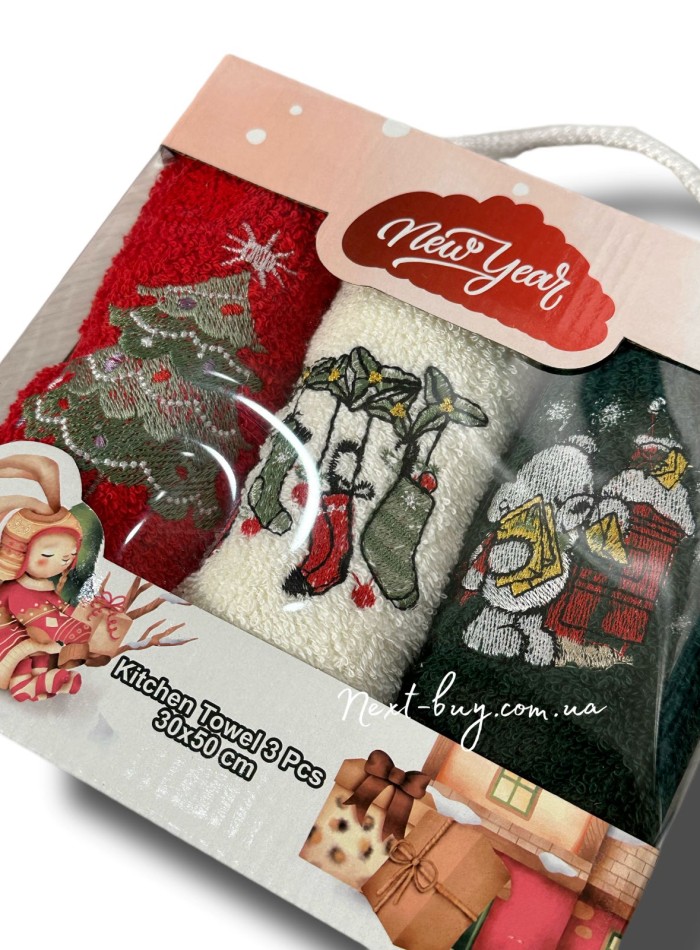 Набір кухонних рушників Gulcan Christmas 3шт. 30х50см - Зображення 2