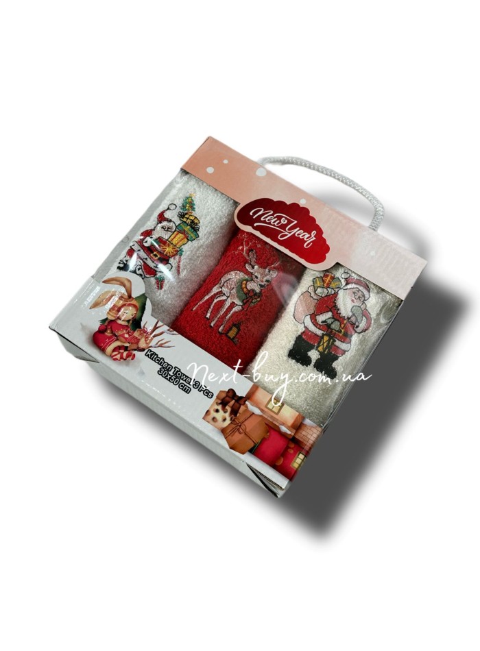 Набір кухонних рушників Gulcan Merry Christmas 3шт. 30х50см - Зображення 3