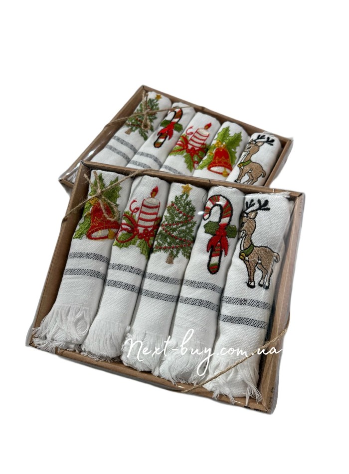 Набір кухонних рушників Nilteks New Year tencel 5шт. 40х60 см - Зображення 2