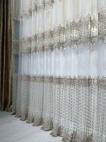 Тюль сітка Gypsophila з коричневим візерунком Туреччина - Зображення 2