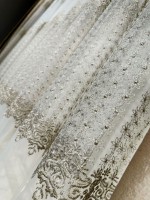 Тюль сітка Gypsophila з коричневим візерунком Туреччина - Зображення 5