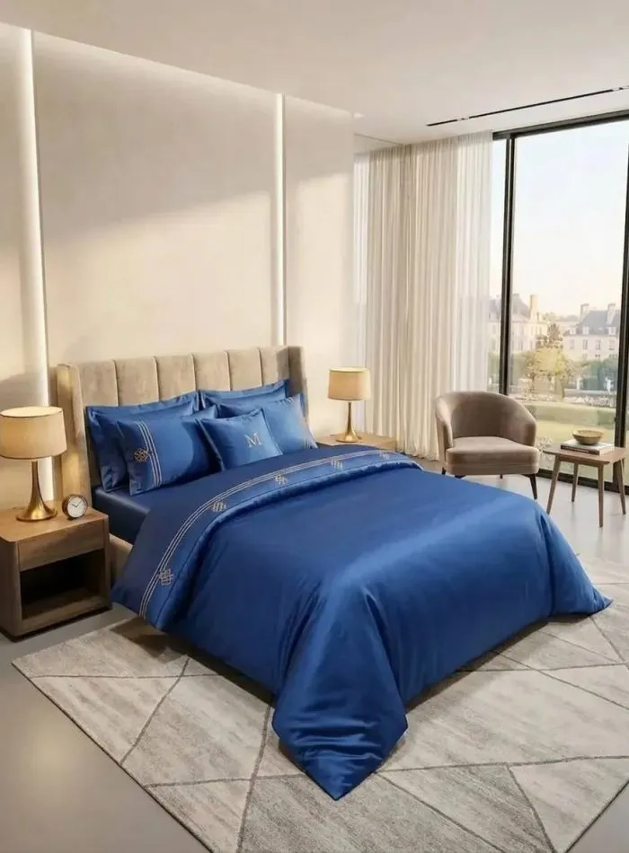 Постільна білизна Maison D'or Maison Deluxe blue 200x220см сатин з вишивкою - Зображення 2