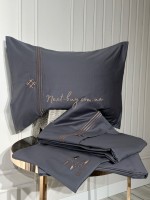 Постільна білизна Maison D'or Maison Deluxe grey-beige 200x220см сатин з вишивкою
