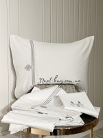 Постельное белье Maison D'or Maison Deluxe white-grey 200x220см сатин с вышивкой — изображение 2