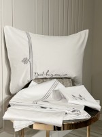 Постельное белье Maison D'or Maison Deluxe white-grey 200x220см сатин с вышивкой — изображение 4