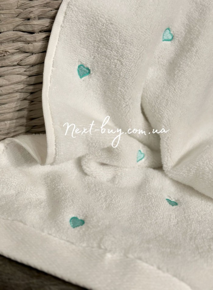 Maison D'or Micro Cotton Soft Embroidery набір бавовняних рушників 4шт white-mint - Зображення 2