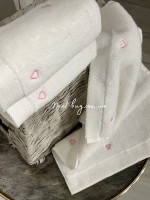 Maison D'or Micro Cotton Soft Embroidery набор хлопковых полотенец 4шт white-pink — изображение 4