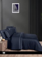 First choice Pierre Navy Blue VIP сатин постільна білизна евро 200х220