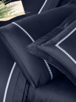 First choice Pierre Navy Blue VIP сатин постільна білизна евро 200х220 - Зображення 2