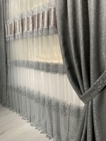 Тюль грек сітка Style сірий з кофейним Туреччина - Зображення 3