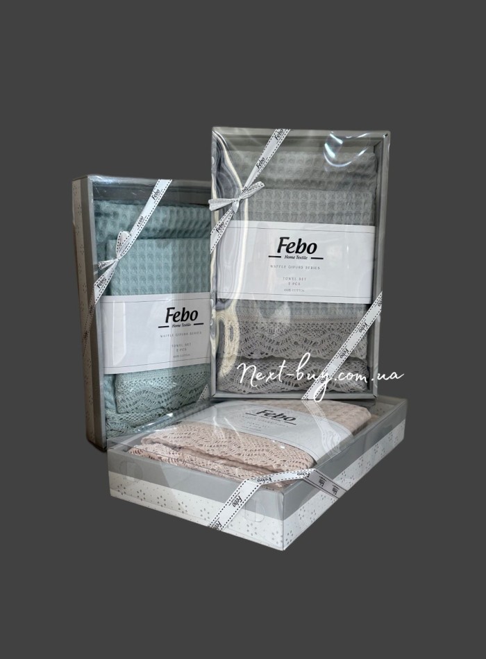 Набор вафельных полотенец Febo Waffle gipurs grey 2шт. — изображение 5