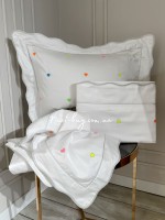 Maison D'or Les Coeurs neon white постільна білизна євро 200х220 сатин з вишивкою сердечок