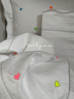 Maison D'or Les Coeurs neon white постільна білизна євро 200х220 сатин з вишивкою сердечок - Зображення 3