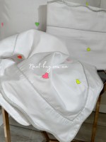 Maison D'or Les Coeurs neon white постільна білизна євро 200х220 сатин з вишивкою сердечок - Зображення 6