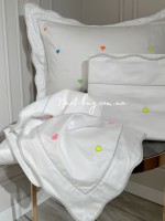 Maison D'or Les Coeurs neon white постільна білизна євро 200х220 сатин з вишивкою сердечок - Зображення 2