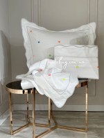 Maison D'or Les Coeurs neon white постільна білизна євро 200х220 сатин з вишивкою сердечок - Зображення 4