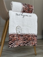 Набор махровых полотенец LuiSa из 2шт. Tiger stripes белый Турция — изображение 4
