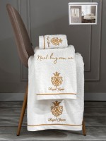 Maison D'or Royal crown ecru набір махрових рушників 3 шт. із вишивкою - Зображення 4