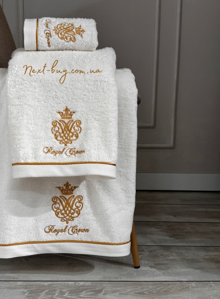 Maison D'or Royal crown ecru набір махрових рушників 3 шт. із вишивкою - Зображення 2