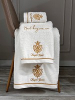 Maison D'or Royal crown ecru набір махрових рушників 3 шт. із вишивкою - Зображення 5