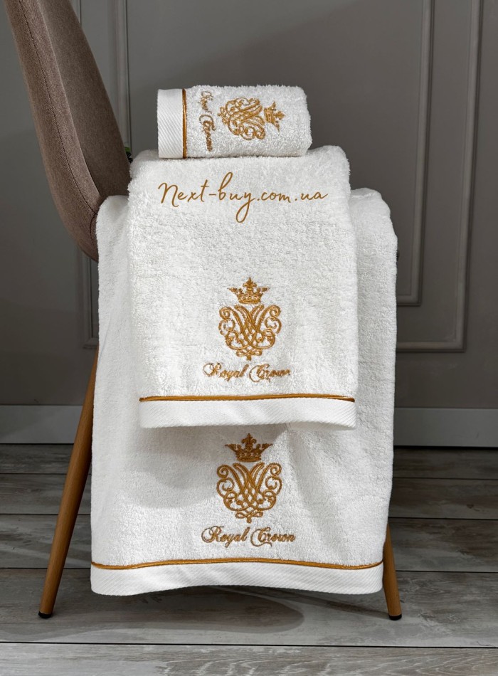 Maison D'or Royal crown ecru набір махрових рушників 3 шт. із вишивкою - Зображення 5