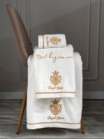 Maison D'or Royal crown ecru набір махрових рушників 3 шт. із вишивкою
