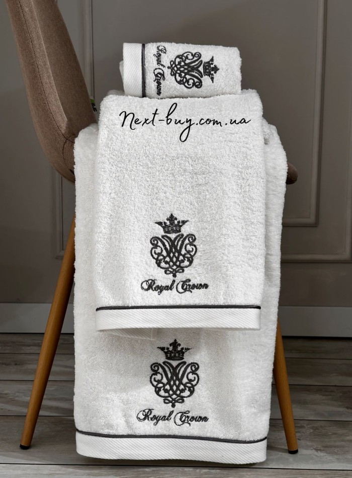 Maison D'or Royal crown white набір махрових рушників 3 шт. із вишивкою - Зображення 4