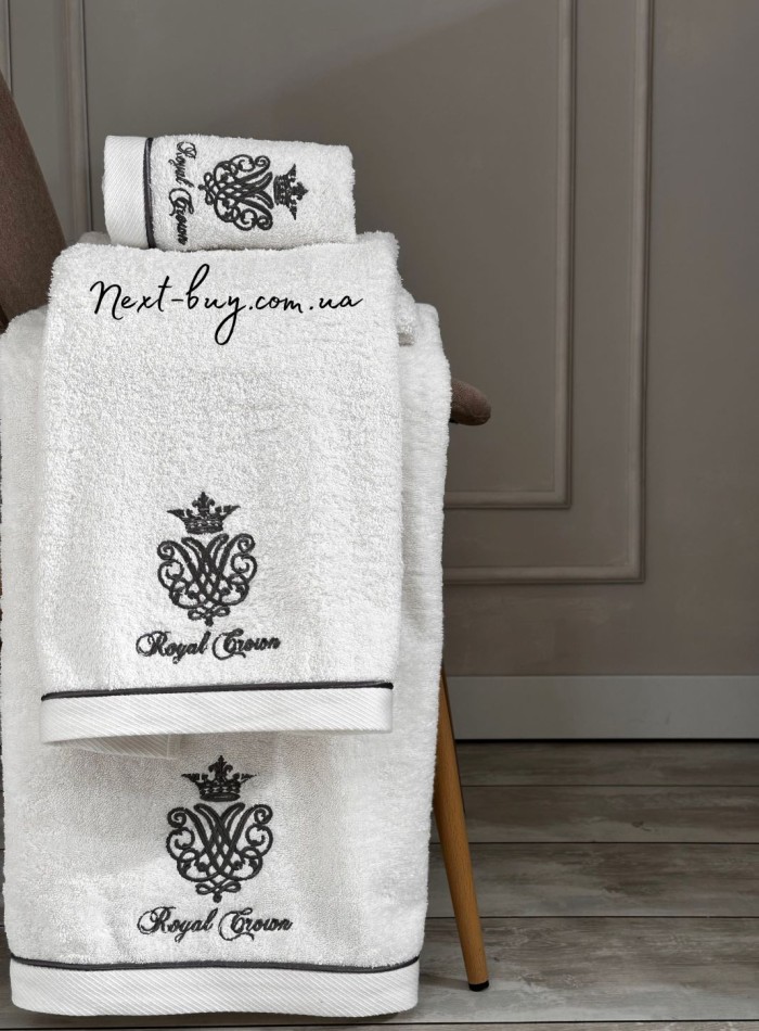 Maison D'or Royal crown white набір махрових рушників 3 шт. із вишивкою - Зображення 2