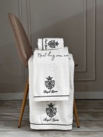 Maison D'or Royal crown white набір махрових рушників 3 шт. із вишивкою - Зображення 3