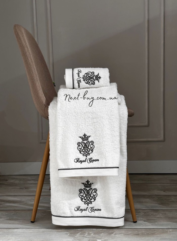 Maison D'or Royal crown white набір махрових рушників 3 шт. із вишивкою - Зображення 3