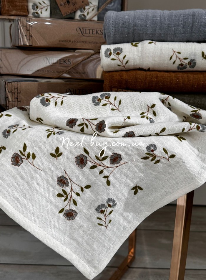 Набор кухонных полотенец Nilteks Flax tencel 5 шт. 40х60 — изображение 2
