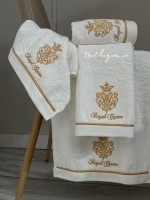 Maison D'or Royal crown ecru набір махрових рушників 4 шт 30х50 із вишивкою - Зображення 2