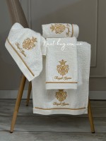 Maison D'or Royal crown ecru набір махрових рушників 4 шт 30х50 із вишивкою - Зображення 4