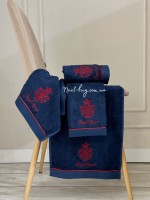 Maison D'or Royal crown navy набір махрових рушників 4 шт 30х50 із вишивкою