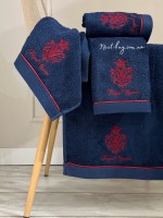 Maison D'or Royal crown navy набір махрових рушників 4 шт 30х50 із вишивкою - Зображення 2