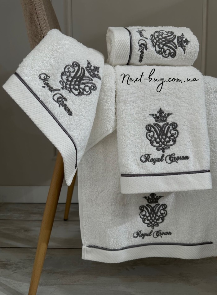 Maison D'or Royal crown white набір махрових рушників 4 шт 30х50 із вишивкою - Зображення 2