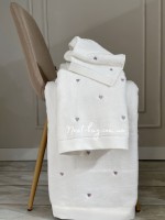 Набір махрових рушників Maison D'or Soft Hearts white-dark lilac з сердечками