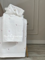 Набор махровых полотенец Maison D'or Soft Hearts white-pink с сердечками — изображение 2