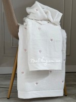 Набор махровых полотенец Maison D'or Soft Hearts white-pink с сердечками — изображение 4
