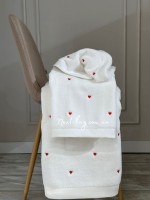 Набір махрових рушників Maison D'or Soft Hearts white-red з сердечками