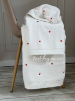 Набір махрових рушників Maison D'or Soft Hearts white-red з сердечками - Зображення 5