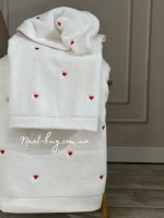 Набір махрових рушників Maison D'or Soft Hearts white-red з сердечками - Зображення 2