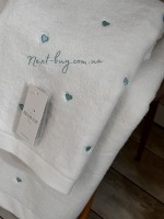 Maison D'or Soft Hearts махровий рушник банний 85х150 білий з бірюзовим - Зображення 3