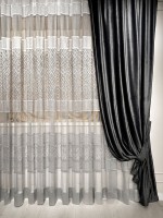 Тюль жакардовий Divorces сірий з візерунком Туреччина - Зображення 5