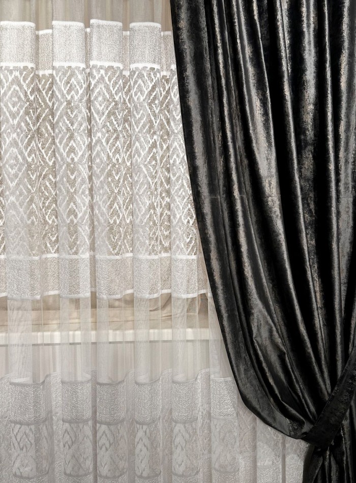 Тюль жакардовий Divorces білий з візерунком Туреччина - Зображення 8