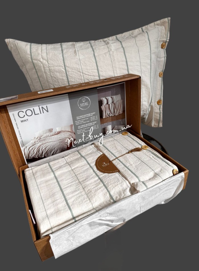 Постельное белье Turkiz Colin mint 200x220 из вареного хлопка — изображение 3
